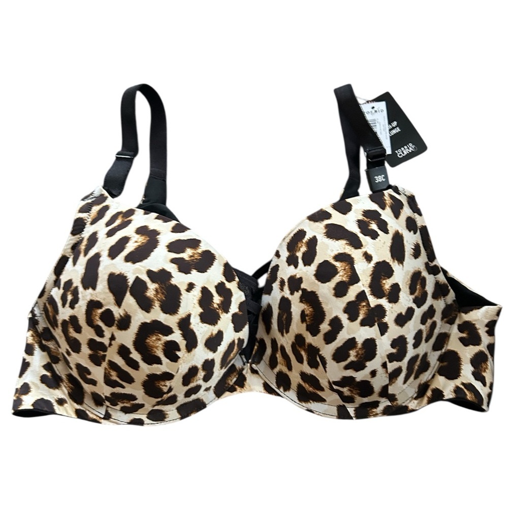 Torrid Curve Leopard Print Push Up Plunge Women's Bra Sz 38C nwt(20)